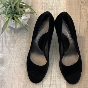 Gianni Bini velvet peep toe high-heels.